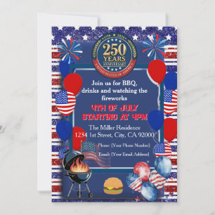 Convite para Festa de Aniversário de 250 anos da A