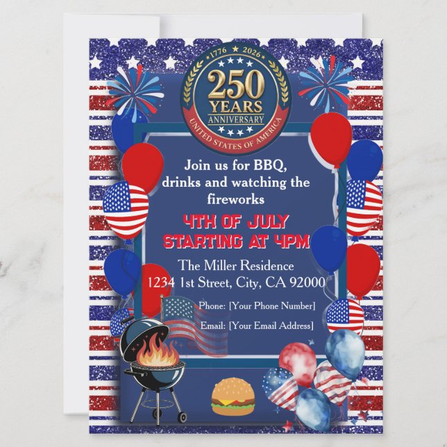 Convite para Festa de Aniversário de 250 anos da A (Frente)