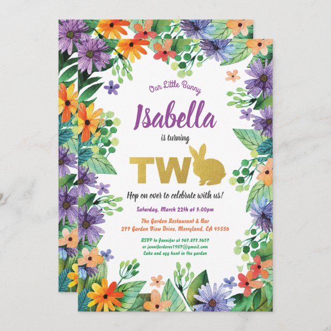 Convite para festa de aniversário de 2 anos da Pás (Frente/Verso)