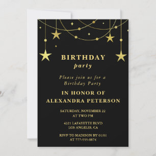 Convite para festa de aniversário de 39 anos preto