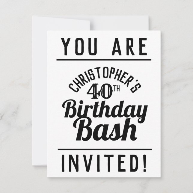 Convite para Festa de Aniversário de 40 anos (Frente)