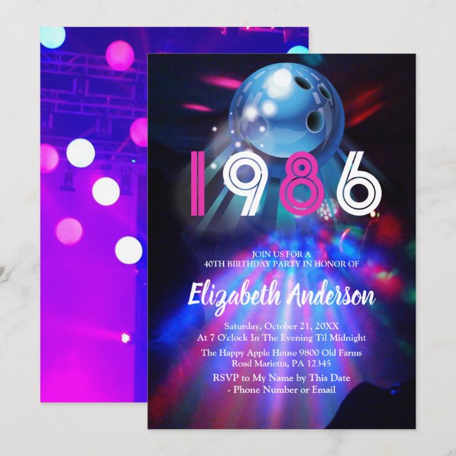 Convite para Festa de Aniversário de 40 anos Disco (Frente/Verso)