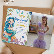Convite para Festa de Aniversário de 4 anos Sereia