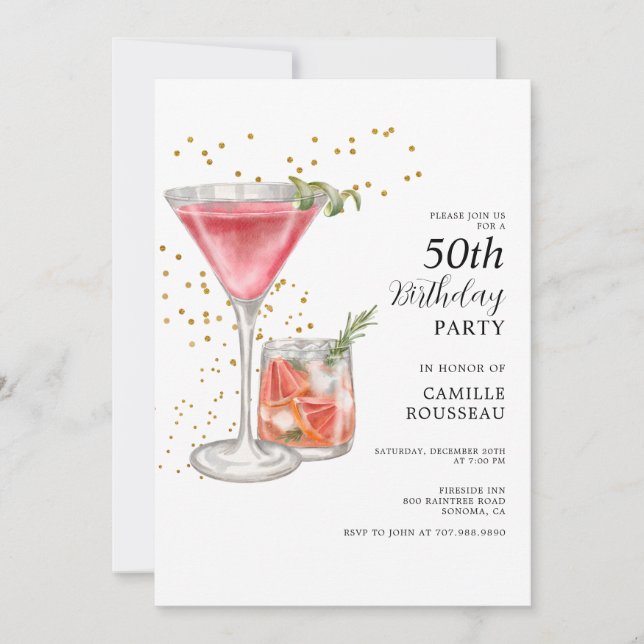 Convite para Festa de Aniversário de 50 anos com C (Frente)