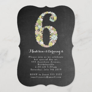 Convite para Festa de aniversário de 6 Floral par