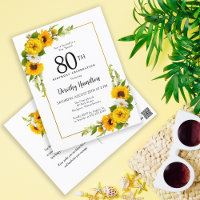 Convite para Festa de Aniversário de 80 anos Sunfl