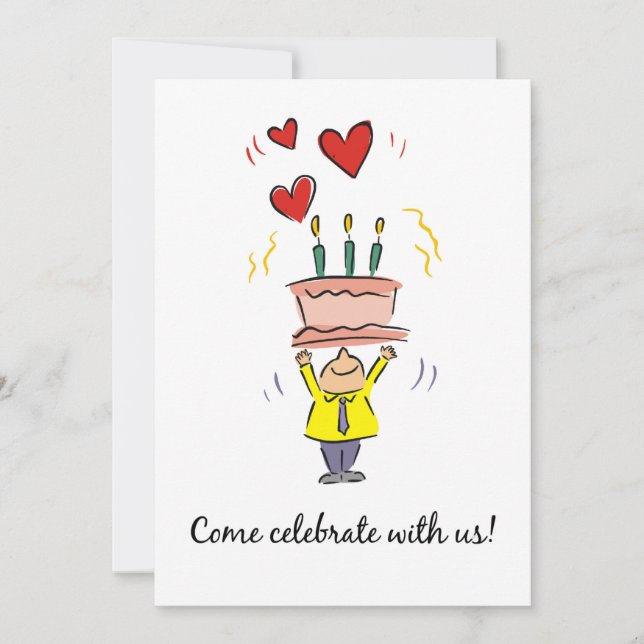 Convite para Festa de aniversário de 90 com Bolo (Frente)