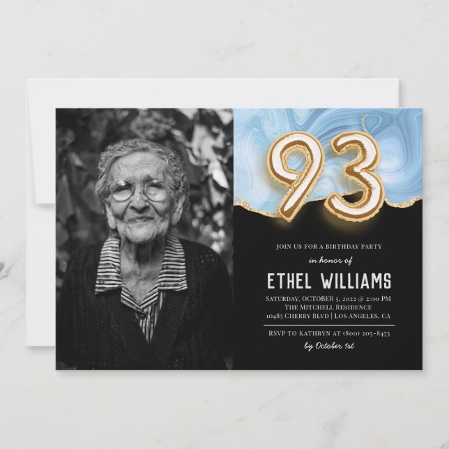 Convite para Festa de Aniversário de 93 anos (Frente)