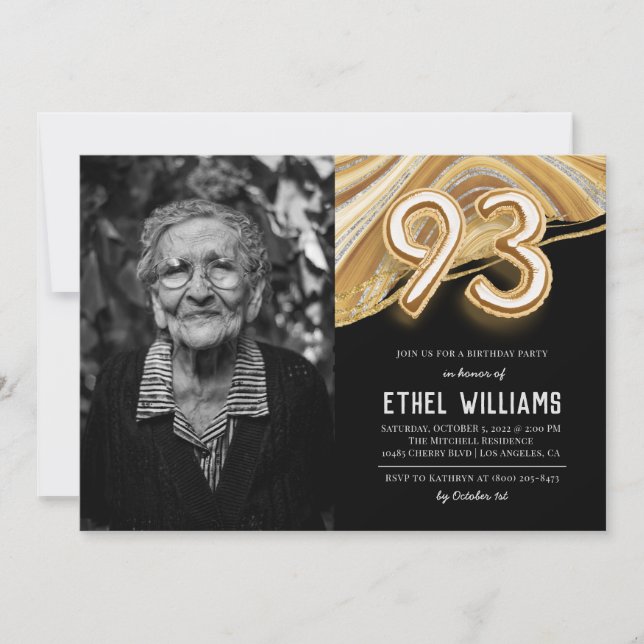 Convite para Festa de Aniversário de 93 anos (Frente)