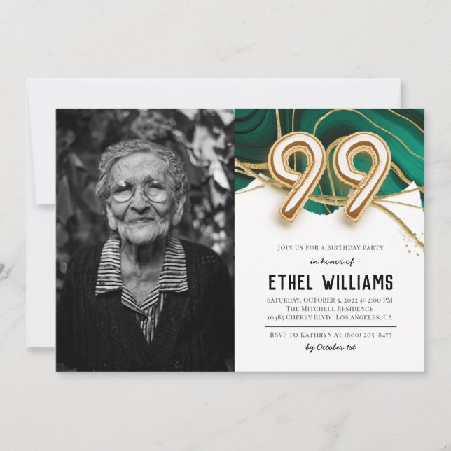 Convite para Festa de Aniversário de 99 anos (Frente)