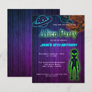 Convite para Festa de aniversário de Alienígena