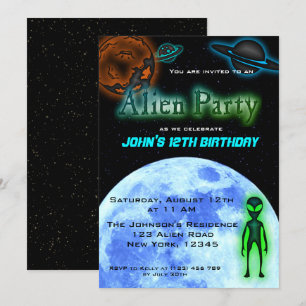 Convite para Festa de aniversário de Alienígena