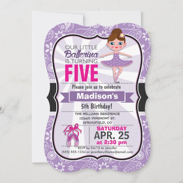 Convite para Festa de aniversário de Ballerina rox (Frente)