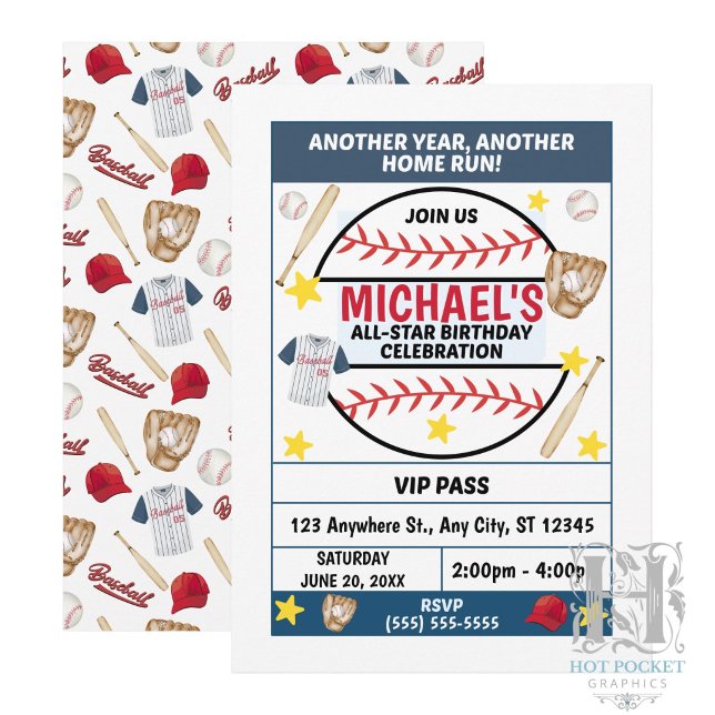 Convite para Festa de Aniversário de Beisebol (Criador carregado)