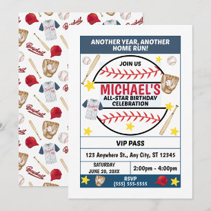 Convite para Festa de Aniversário de Beisebol