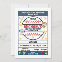 Convite para Festa de Aniversário de Beisebol