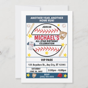 Convite para Festa de Aniversário de Beisebol