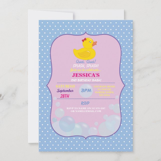 Convite para Festa de aniversário de bolhas de pat (Frente)