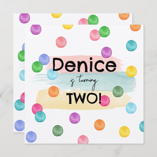 Convite para Festa de aniversário de bolinhas (Frente/Verso)