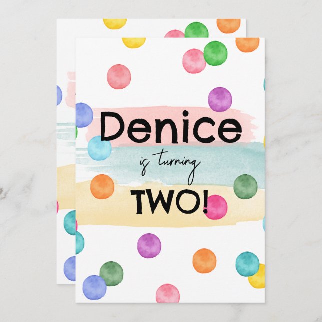 Convite para Festa de aniversário de bolinhas (Frente/Verso)