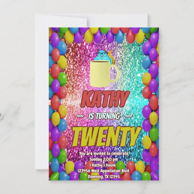 Convite para Festa de aniversário de café de esqui (Frente)