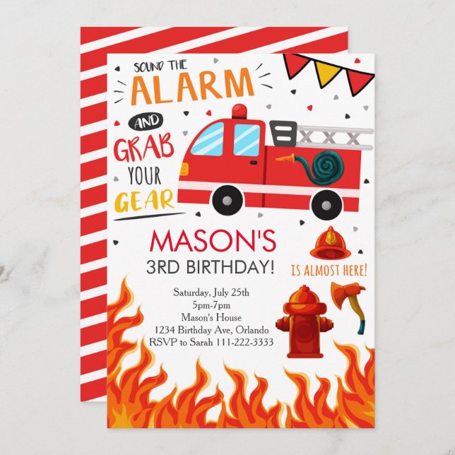 Convite para Festa de aniversário de Caminhão de F (Frente/Verso)