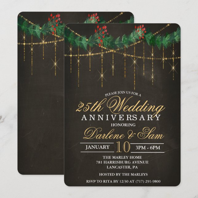 Convite para Festa de Aniversário de Casamento de  (Frente/Verso)