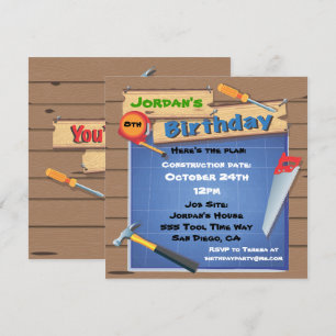 Convite para Festa de aniversário de Construção