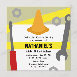 Convite para Festa de aniversário de Construção -