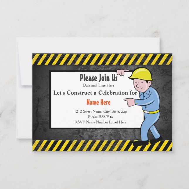 Convite para Festa de aniversário de Construção (Frente)