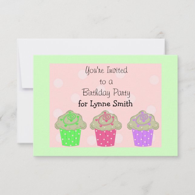 Convite para Festa de Aniversário de Cupcake (Frente)