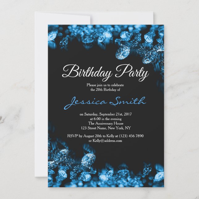 Convite para Festa de aniversário de Diamante Azul (Frente)