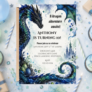 Convite para Festa de Aniversário de Dragão