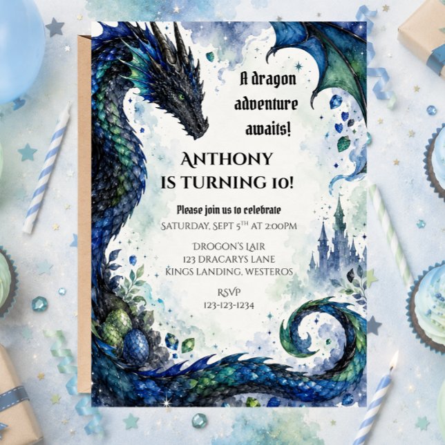 Convite para Festa de Aniversário de Dragão (Criador carregado)