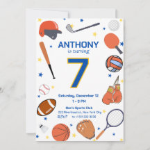 Convite para Festa de Aniversário de Esportes Todo