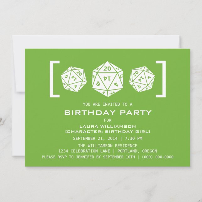 Convite para Festa de aniversário de Gamer de Dice (Frente)