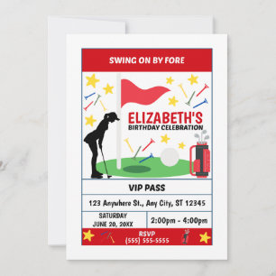 Convite para Festa de Aniversário de Golfe (Mulher
