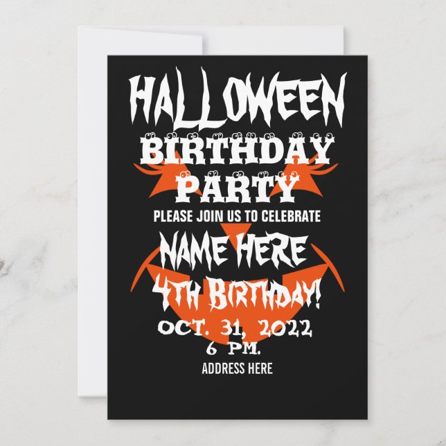 CONVITE PARA FESTA DE ANIVERSÁRIO DE HALLOWEEN (Frente)