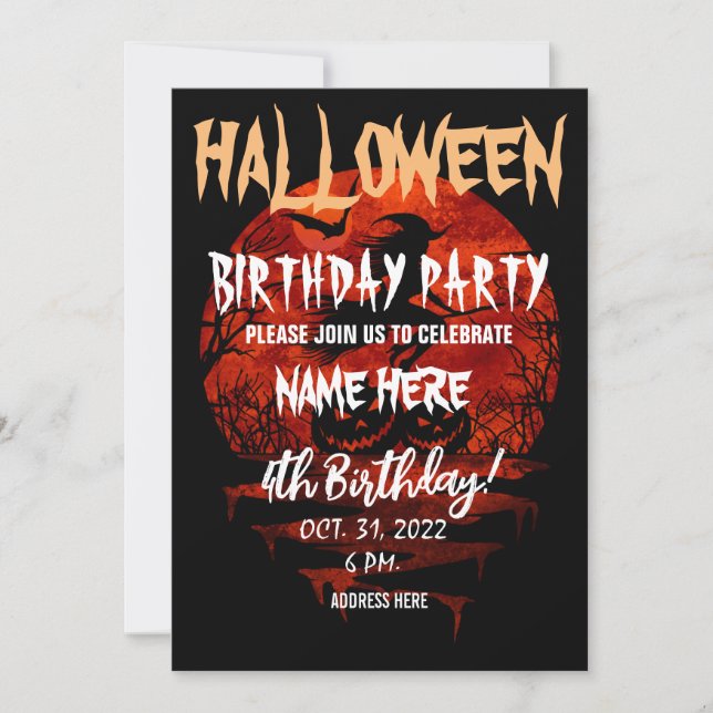 CONVITE PARA FESTA DE ANIVERSÁRIO DE HALLOWEEN (Frente)