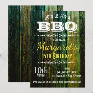 Convite para Festa de aniversário de madeira verde