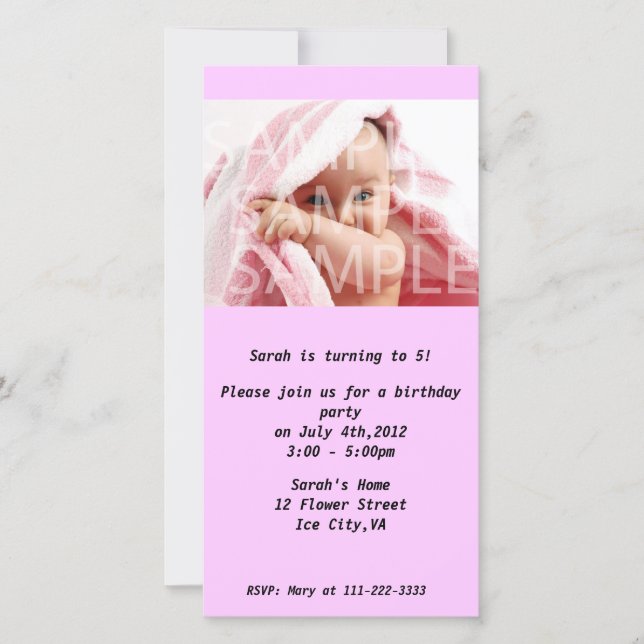 Convite para festa de aniversário de menina (Frente)