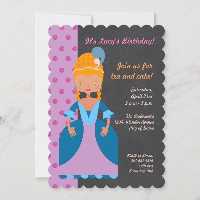 Convite para festa de aniversário de menina Rainha (Frente)