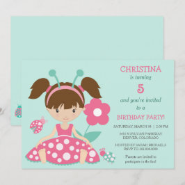 Convite para Festa de aniversario de meninas Ladyb