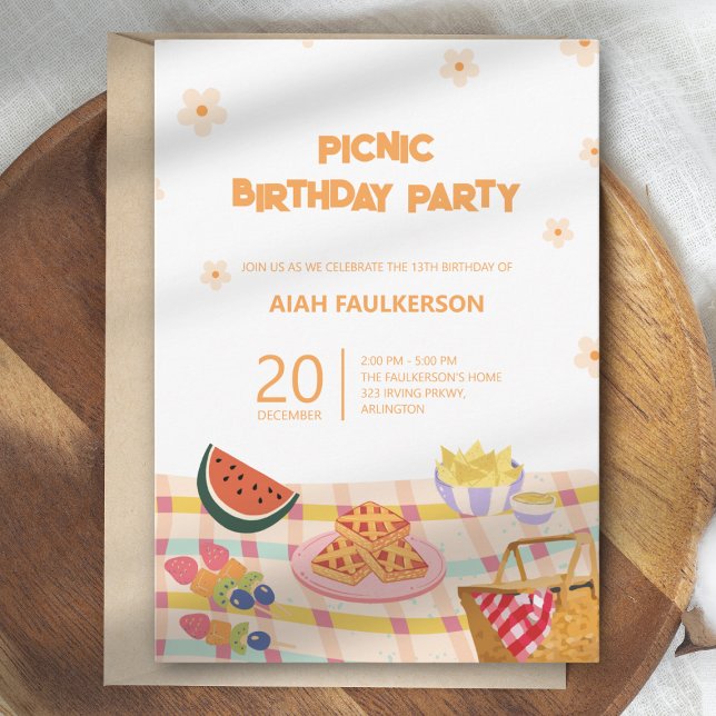 Convite para Festa de Aniversário de Picnic da Fil (Criador carregado)