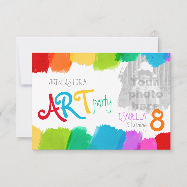 Convite para festa de aniversário de pintura de fe (Frente)