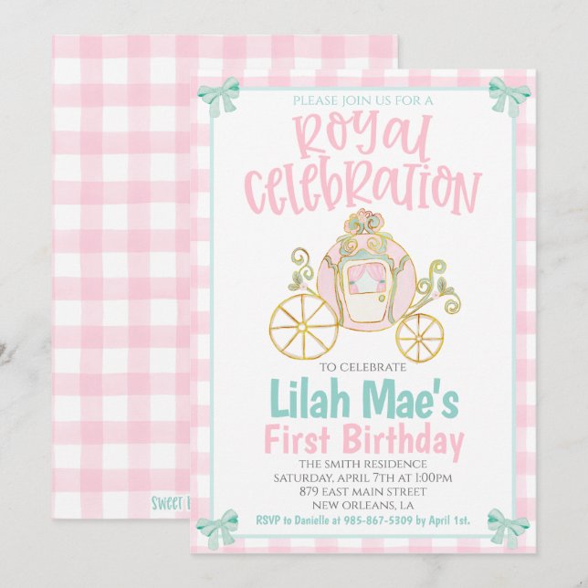 Convite para Festa de Aniversário de Princesa (Frente/Verso)