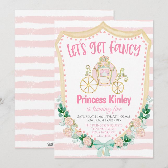 Convite para Festa de Aniversário de Princesa (Frente/Verso)