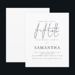 Convite para Festa de aniversário de Script Simple<br><div class="desc">Há duas opções de papel a escolher para esse tamanho (4, 5 x 5, 6") na faixa de Orçamento. Para este produto, eu recomendaria o semibrilho, que é um estoque de cartão de 110 gsm, semelhante em espessura a um cartão postal. A opção Satin é um papel muito mais fino,...</div>