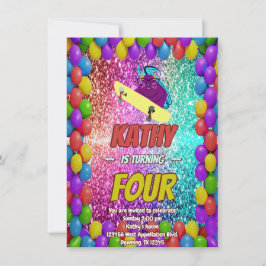 Convite para Festa de aniversário de skate de esqu