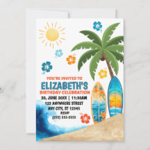 Convite para Festa de Aniversário de Surfe
